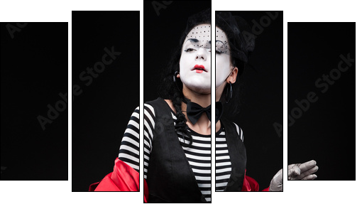 woman mime - Five-piece canvas print, Pentaptych