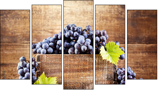 grape in wooden box - Five-piece canvas print, Pentaptych