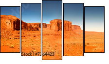High Resolution Image of Monument Valley Arizona - Five-piece canvas print, Pentaptych