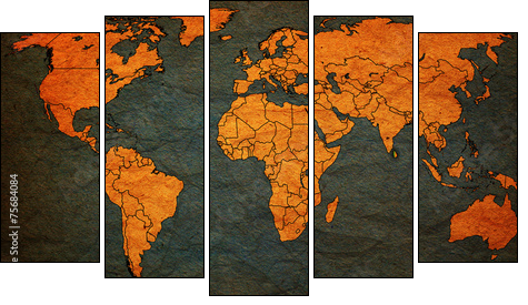 sri lanka territory on world map - Five-piece canvas print, Pentaptych