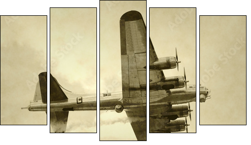 World War II era American bomber - Five-piece canvas print, Pentaptych