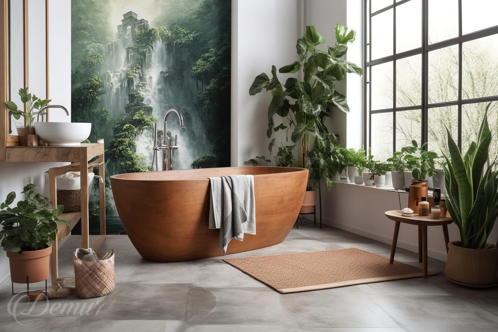 A-waterfall-bursting-with-greenery-bathroom-wallpapers-demur